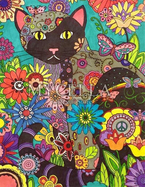Cat DIY Diamond Painting Cross Stitch 5D Flowers Embroidery Full Mosaic Square Drill Icon Diamond Embroidery Animal Home Decor - Цвет: V
