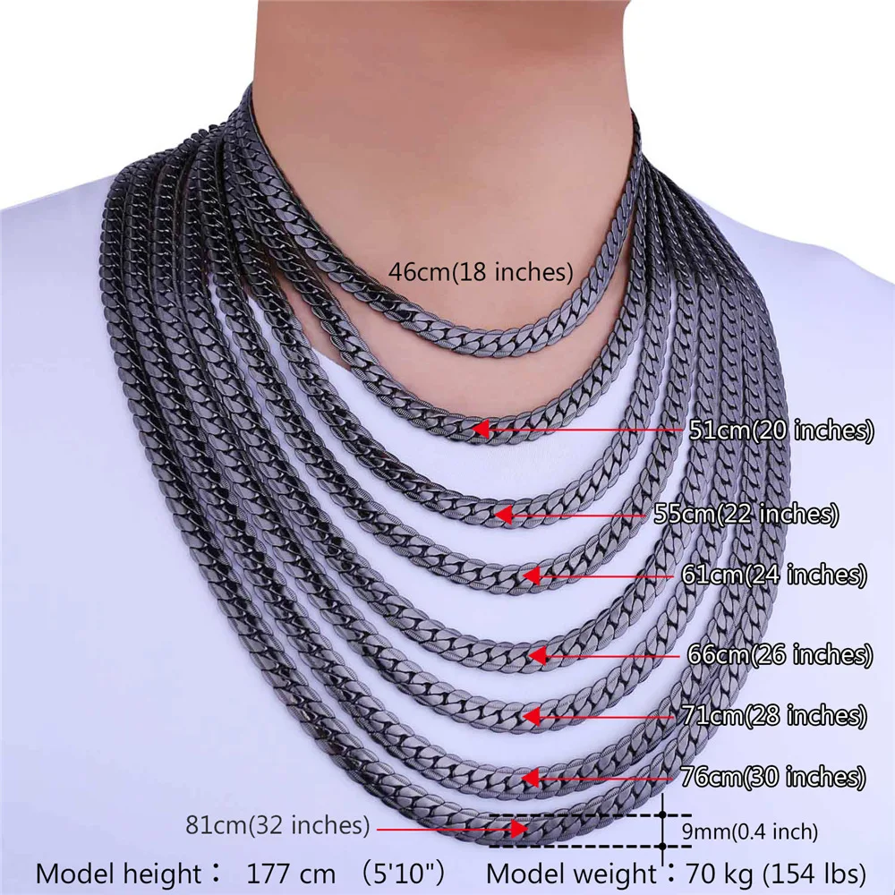 Cuban Link Chain Necklace For Boys 9mm 
