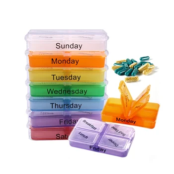 

7 Days Weekly Tablet Foldable Pill Box Medicine Holder Storage Organizer Colorful Dispenser Container Case Pill Box Splitters