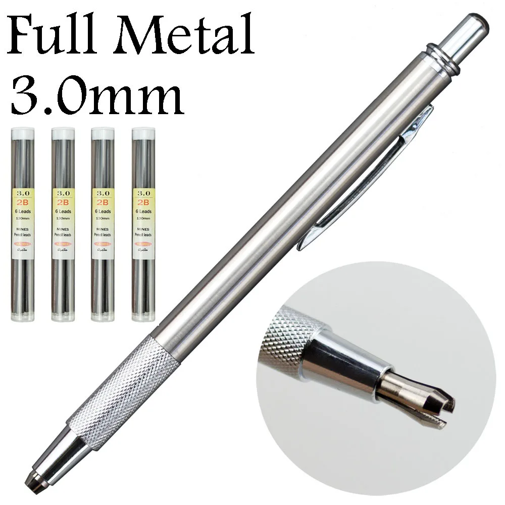 30mm20mmFullMetalMechanicalPencilsleadholderSteelRedHB2B