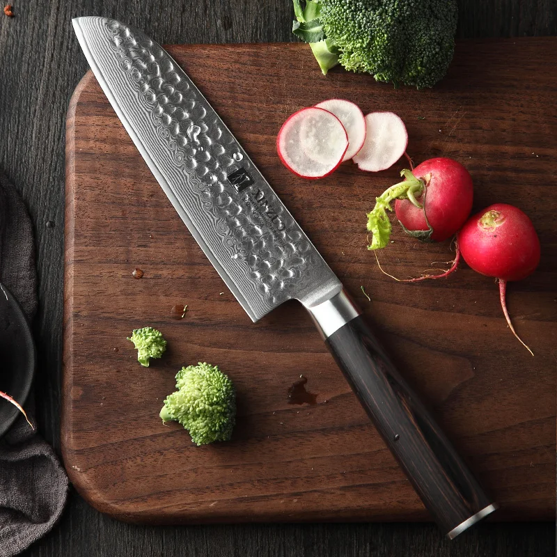 XINZUO 7" inch Santoku Knife VG10 Damascus Japanese Steel Kitchen Knives Lasting Sharp Blade Chef Cook Knives Pakkawood Handle