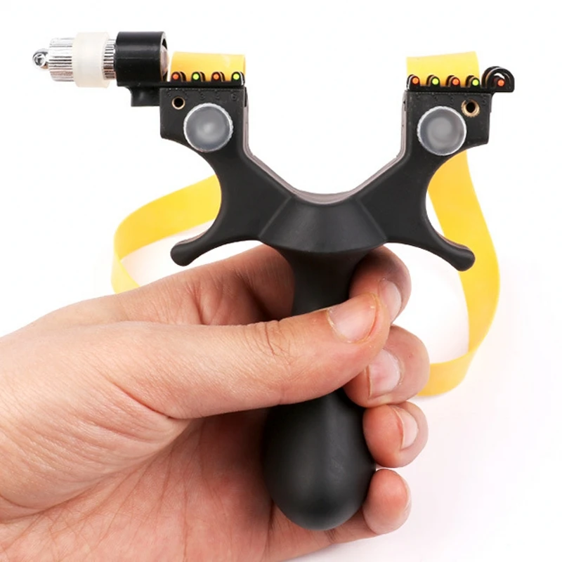 Outdoor Plastic ABS Slingshot Powerful Catapult High Speed Hunting Bow Portable Light Aiming Shooting Tool Kits with Rubber Band