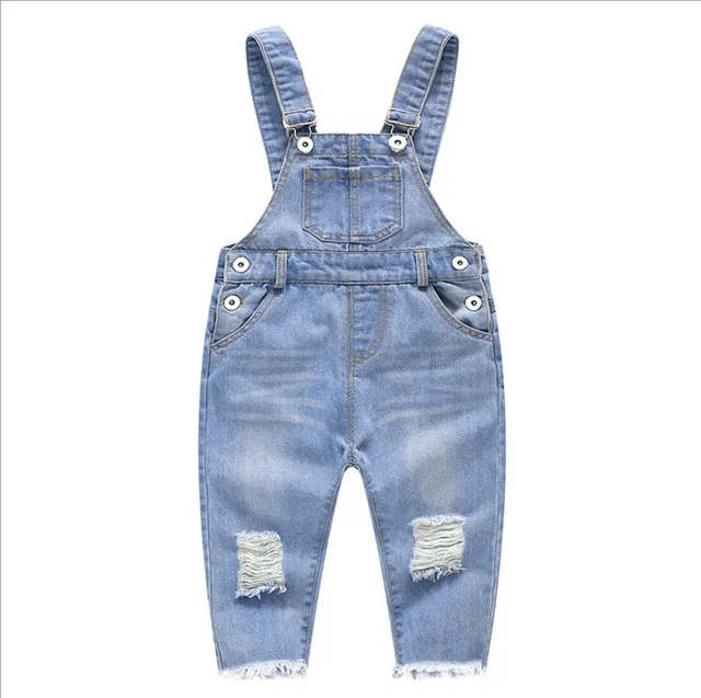 2018 Spring Children Tracksuits Overalls Jeans for Girls Children Broken Hole Pants Kids Denim Long Trousers Casual Sport Pants