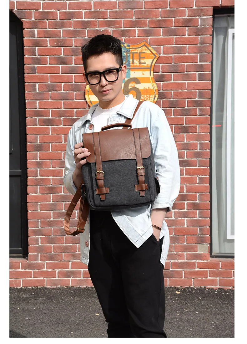 Холст винтажный кожаный женский рюкзак пэчворк повседневный мужской рюкзак 2019