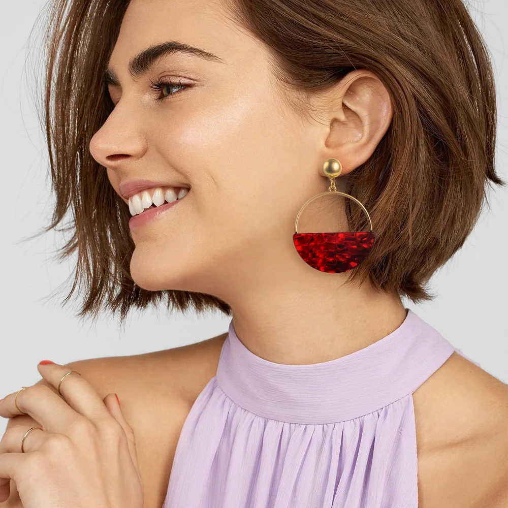 

New Korean Earrings 2019 For Women vintage Round Drop Dangle earings Fashion Earring Gold Big Geometric Jewelry Wholesale