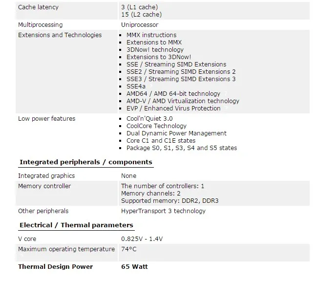 Процессор AMD Athlon II X2 260 65W 3,2 GHz 938-pin двухъядерный процессор X2 260 Socket AM3 AM2