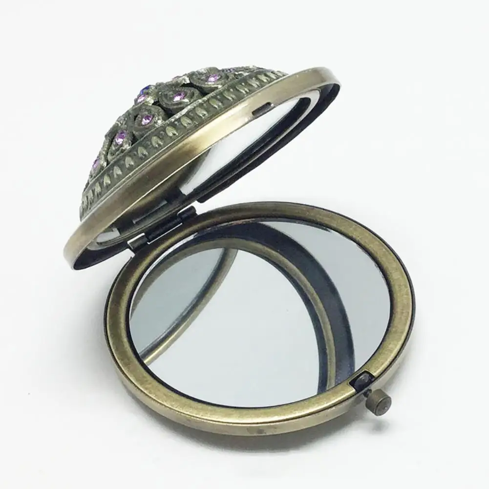 

Vintage Hollow Flower Mini Folding Pocket Round Double-sided Makeup Mirror Gift set