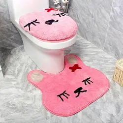 Серый кролик/Черный кот/свинья коврик для ванной комнаты супер уютный пушистый лохматый туалетный ковер впитывающий нескользящий коврик