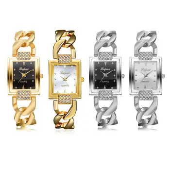 

Lvpai Rhinestone Quartz Watch Vintage Square Dial Analog Stainless Steel Wrist Watch Steel Strap Crystal Quartz