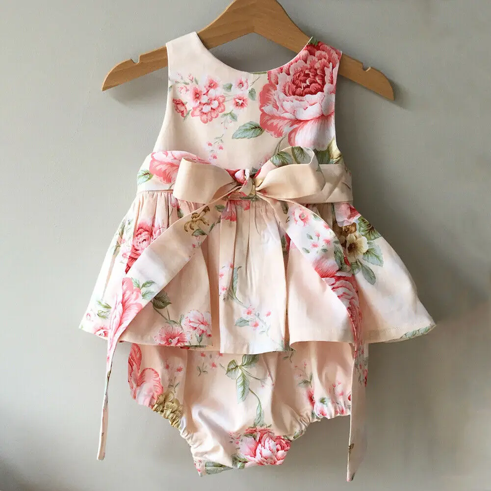 

Newborn Baby Girl Summer Flower Ruffle Bodysuit Jumpsuit Outfits Sunsuit