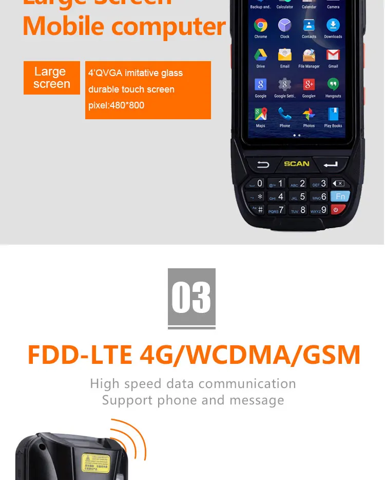 Android 7,0 мобильный 2D сканер штрих-кода NFC считыватель беспроводной Bluetooth wifi прочный КПК 4G RFID