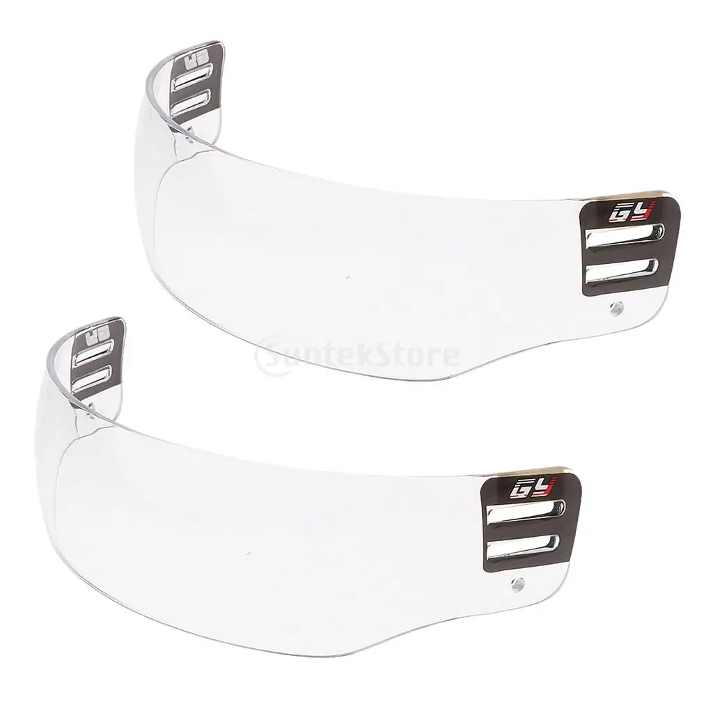 2 Pieces CE Certificated Anti-fog Anti-scratch Ice Hockey Helmet Visor Face Half Shield Including Mounting Accessories	