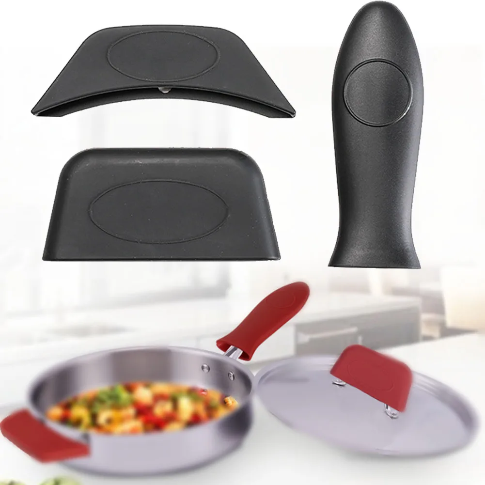 

3PCS/Set Heat Insulation Cookware Home Cover Cast Iron Skillet Non Slip Hot Handle Holder Protecting Mitt Silicone Kitchen Tool