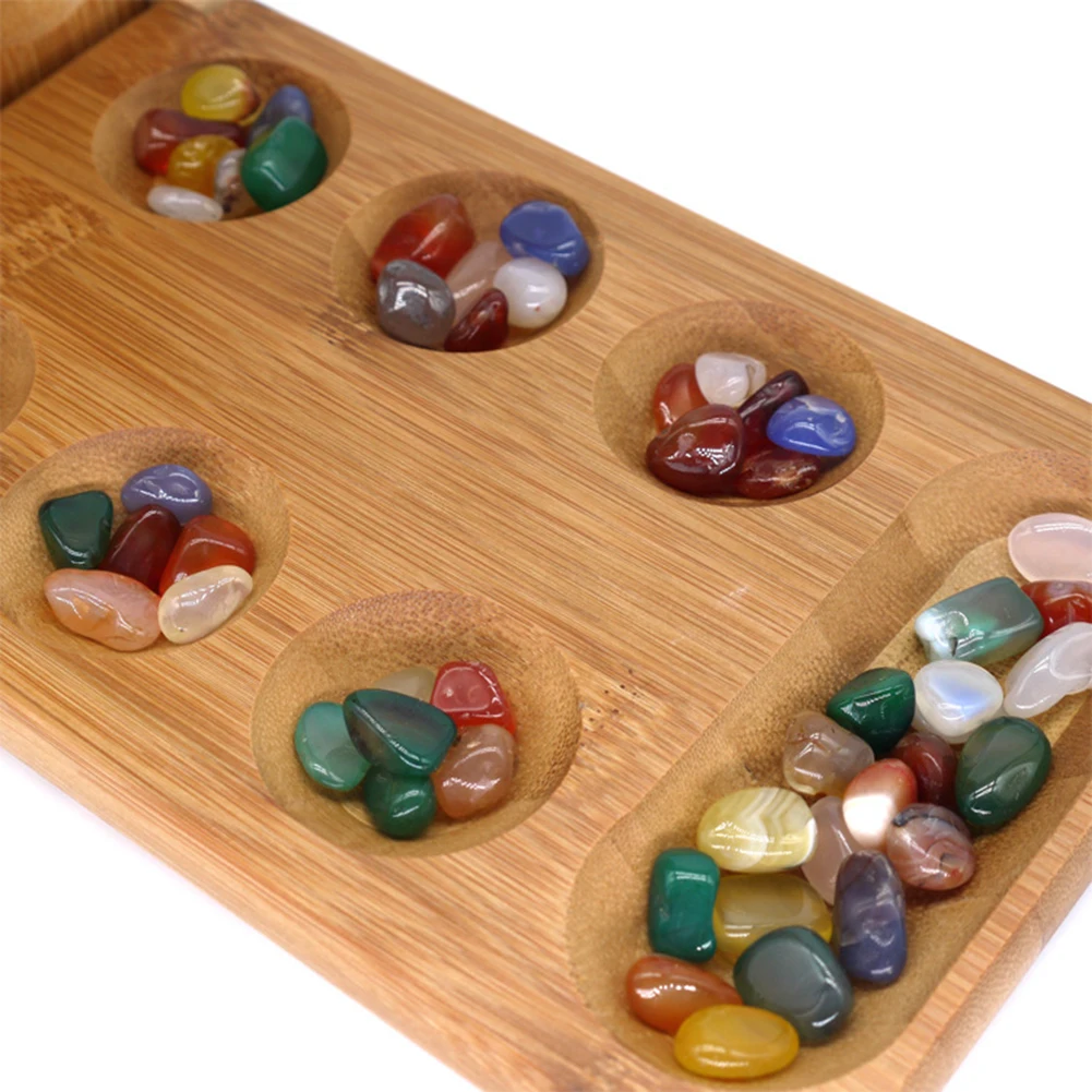 Natural Stone Mancala Board Game Learning Toys Kids Training Educational J 