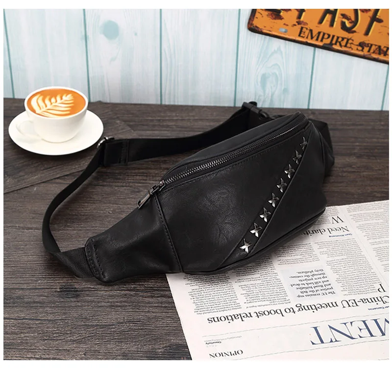 CCRXRQ поясная сумка Модная брендовая Кожаная поясная сумка Мужская Удобная поясная сумка с заклепками черная поясная сумка высокого класса дорожные нагрудные сумки