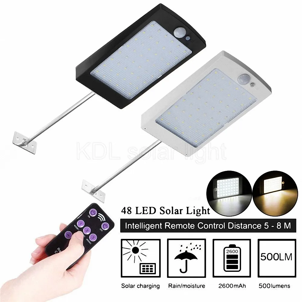 

new 48 LED 800 LM Outdoor LED Solar Power Street Wall Lamp PIR Motion Sensor Garden Security Lamp Waterproof IP65 remote control