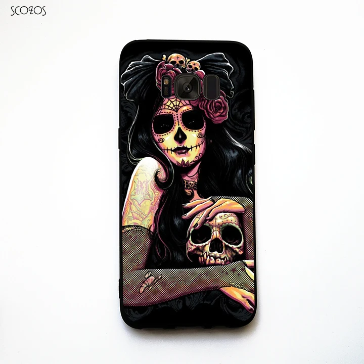 SCOZOS Dama De La Muerte Phone Case Soft Cover For Samsung Galaxy S6 S7 Edge S8 Plus J5 J7 A3 A5 A7 2016 Note 8 |