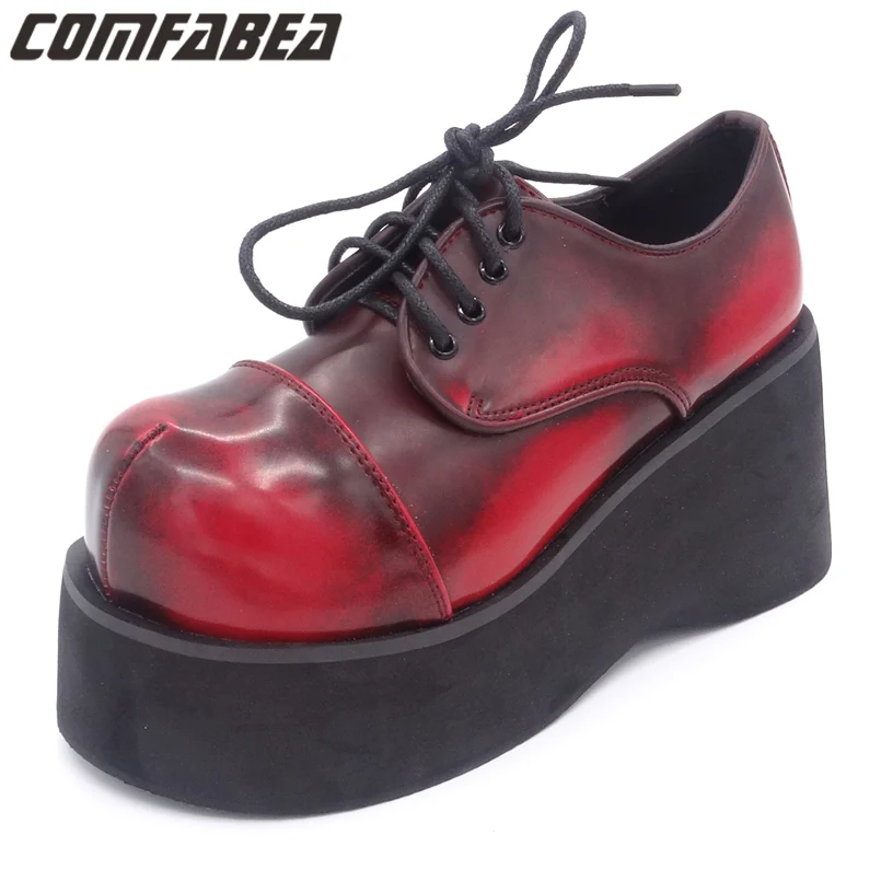 

2019 Spring Autumn Harajuku punk black wine red high platform big head sweet lolita platform shoes wedges pumps