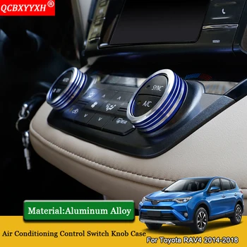 

QCBXYYXH Car Styling 2pcs/set Air Conditioning Control Switch Knob Ring Case Sequins Auto Accessories For Toyota RAV4 2014-2018