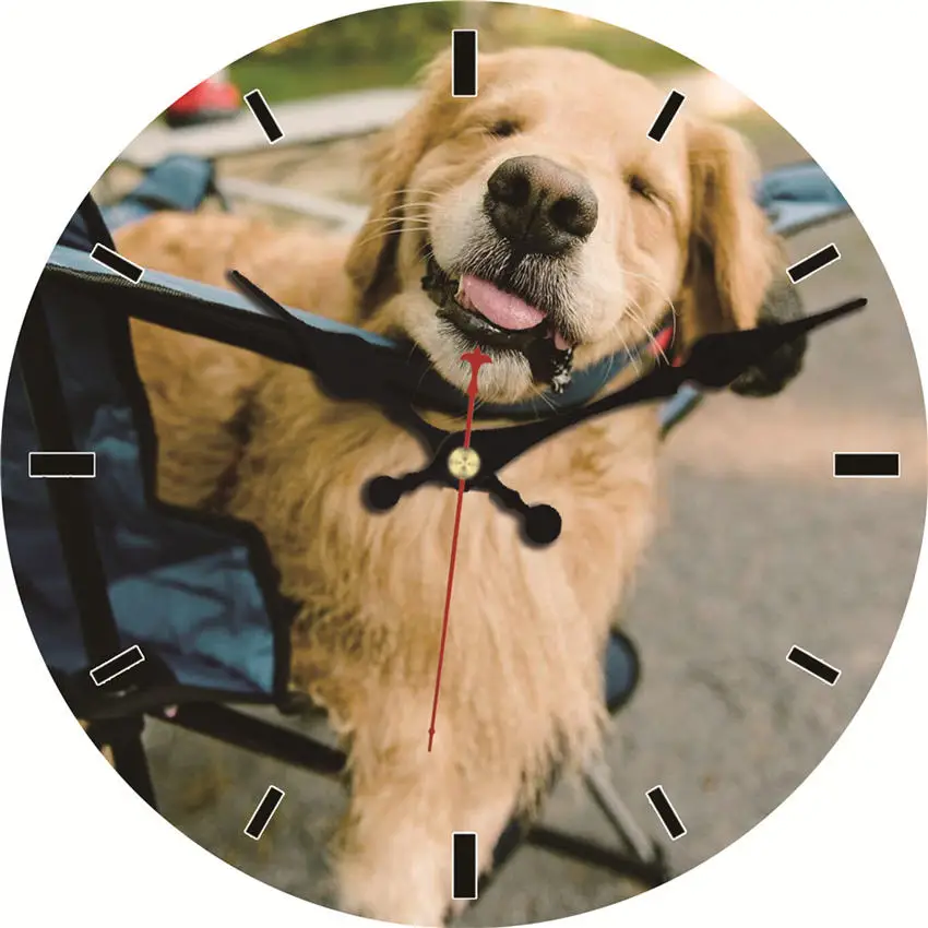 buy Lovely Dog Wall Clock,Modern Style Modern Wooden Cardboard Clock,Round Wall Clock for Home Decor Living Room 6 16 inch