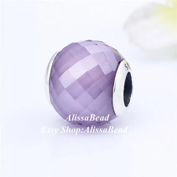 

NEW 925 Sterling Silver Purple CZ Petite Facets Murano Glass Beads Fits European Style Jewelry Bracelets & Necklaces-P306