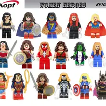 Single Sale Building Blocks Super Heroes Bricks Wonder Woman Spider-Woman Hulk Captain America Figures For Children Toys KF1055