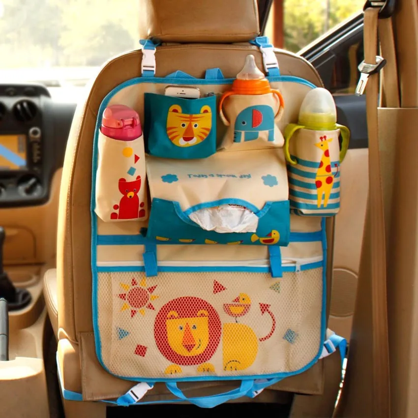 Мультяшный автомобильный органайзер, милый мультяшный чехол для хранения на заднем сидении автомобиля, Висячие автомобильные сумки, карманные автомобильные стильные сумки для детей
