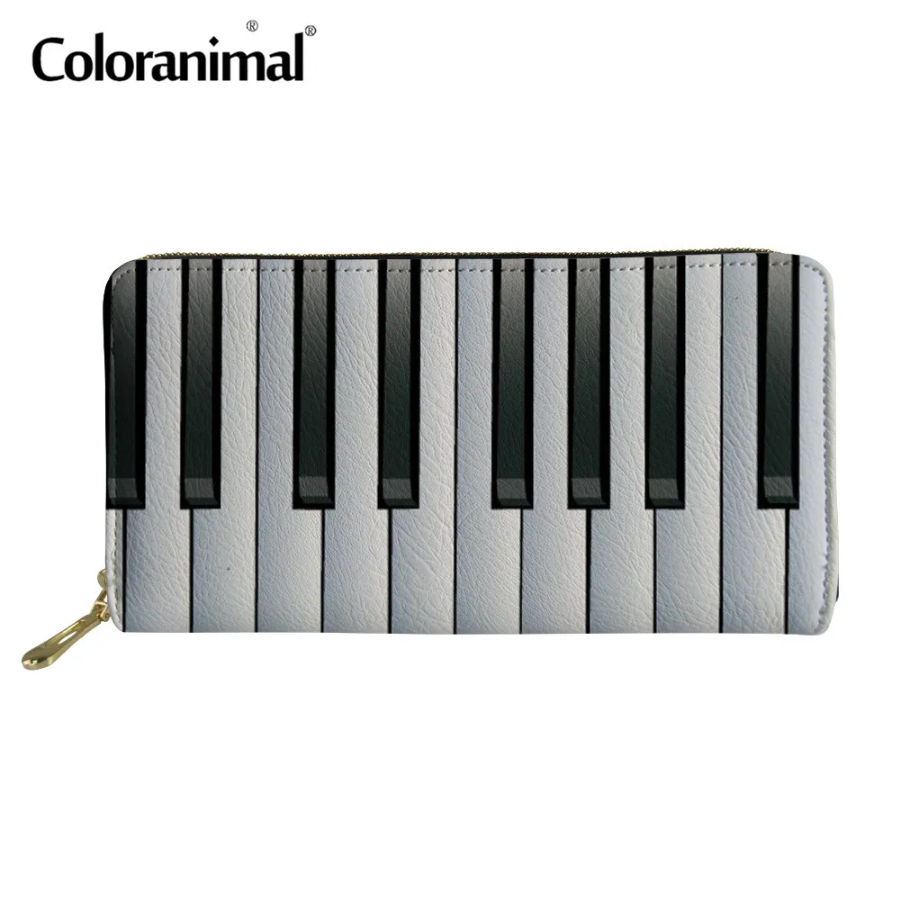 Длинный кошелек с музыкальным ремешком Coloranimal молнией для женщин и мужчин из