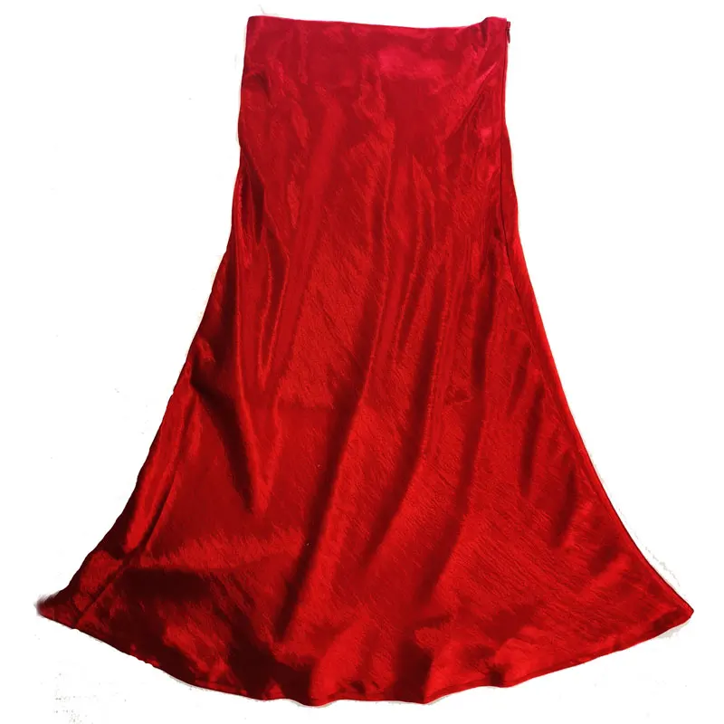 Bella philosophy самостоятельный дизайн Летняя блестящая атласная юбка-труба с высокой талией Серебряная Золотая длинная юбка металлического цвета юбка для вечеринки - Цвет: red