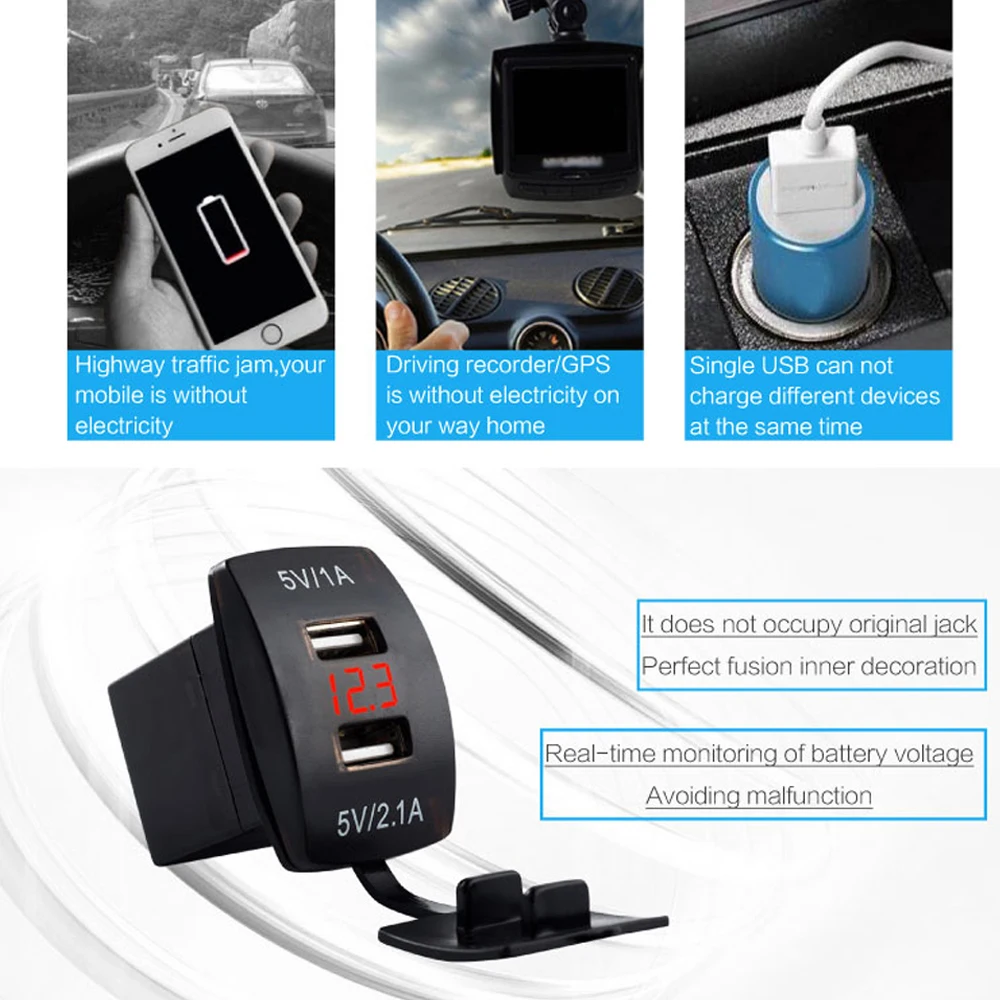 Водонепроницаемый 12 В 24 Dual USB Plug автомобильное мотоциклетные прикуривателя
