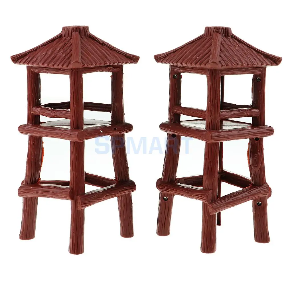 2x Plastic Military Toy Soldier Watch Tower Model Layout for Wargames Scene Prop