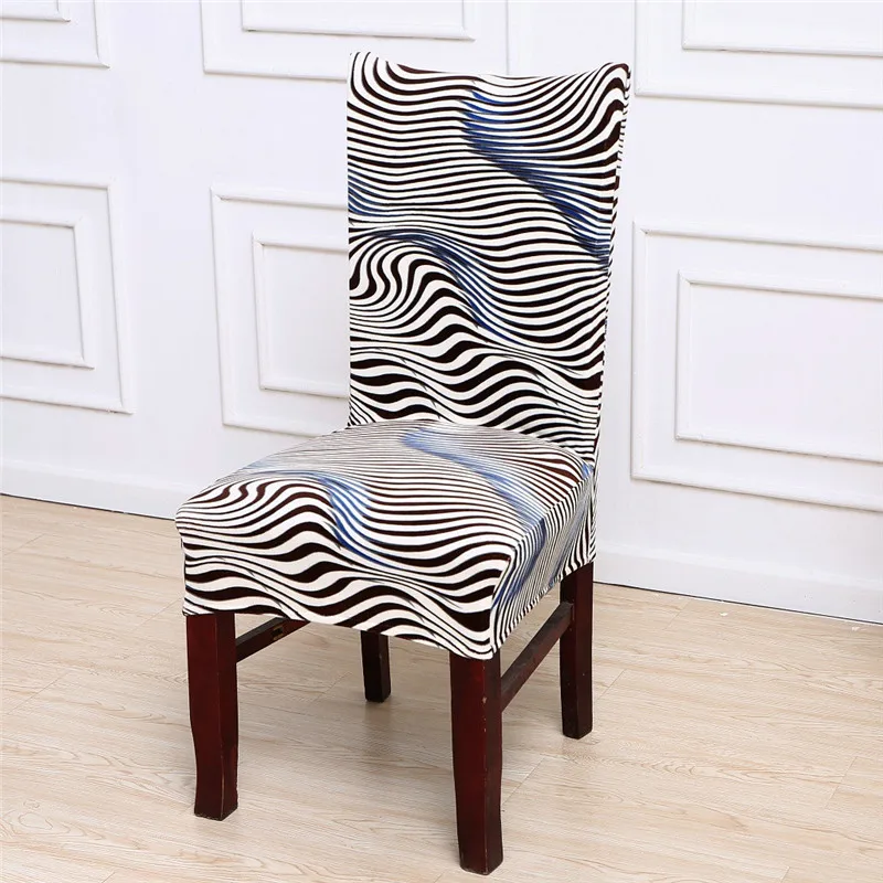 Especial Zebra-Stripe Chicken Dining Room Chair Cover Spandex Wedding Seat Covers Stretch Elastic Slipcovers housse de chaise Especial Zebra-Stripe Chicken Dining Room Chair Cover Spandex Wedding Seat Covers Stretch Elastic Slipcovers housse de chaise