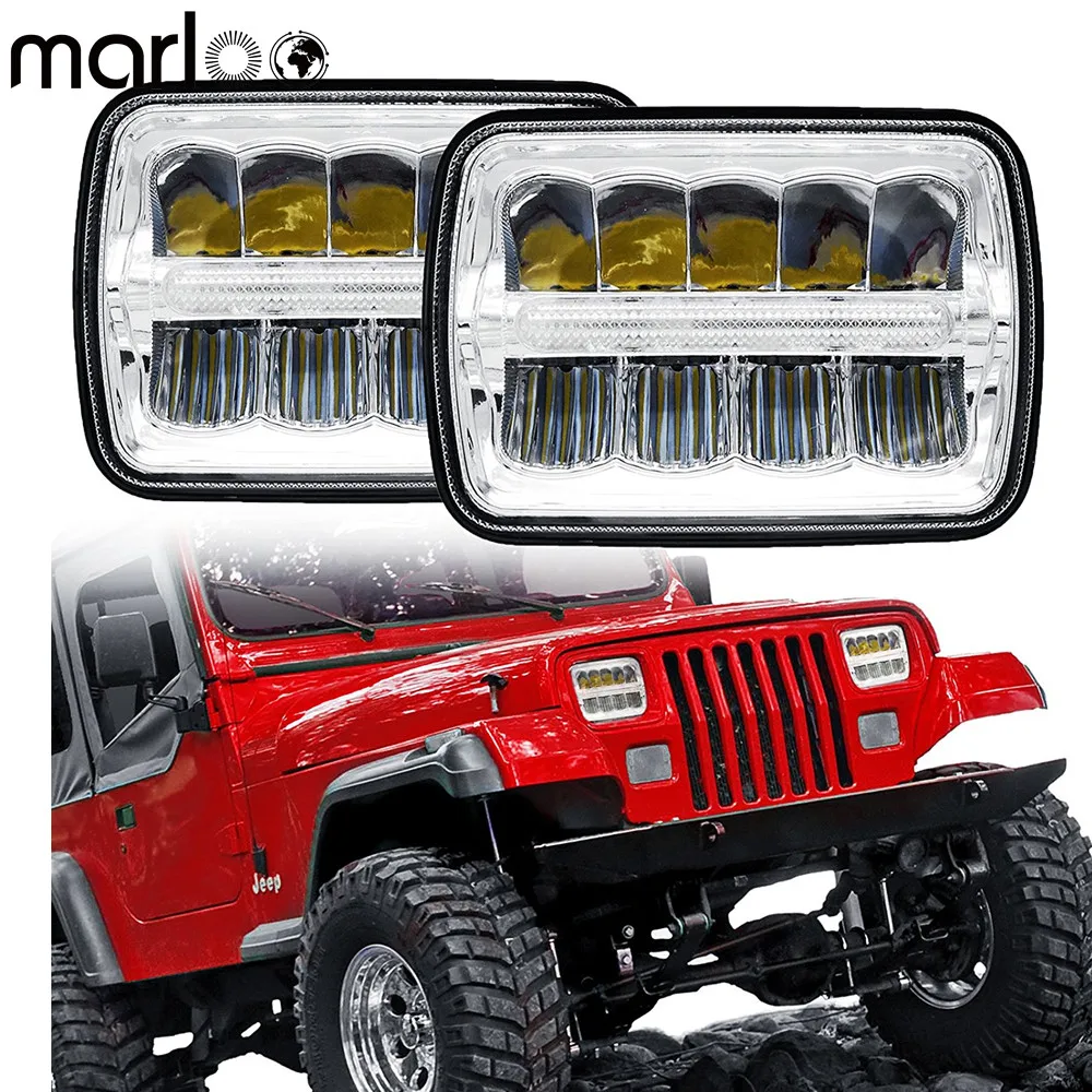DRL 5x7 7x6 дюймов светодиодные фары для Jeep Wrangler YJ 1886-1995 Cherokee XJ 1984-2001 грузовиков 4x4