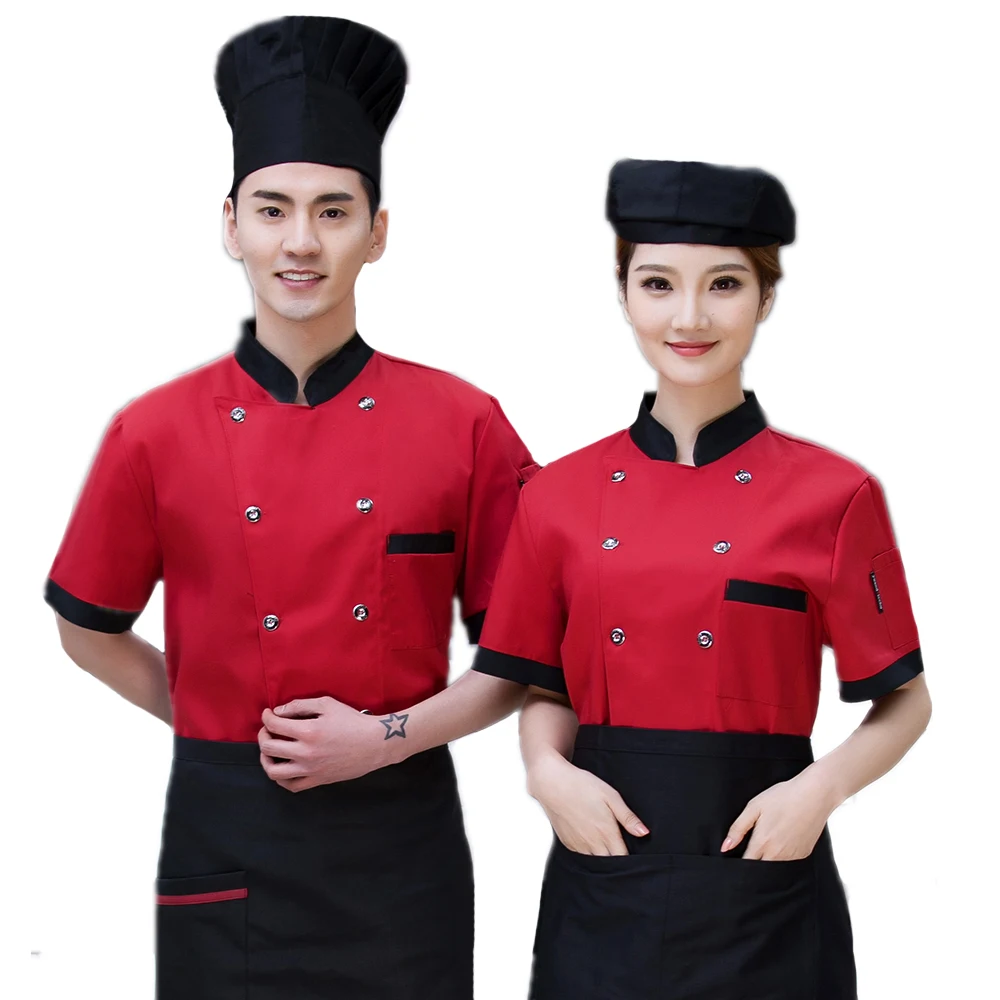 Китайский Стиль дышащий короткими рукавами куртка повара Ресторан отеля Кухня Кук костюм Еда услуги форма пальто работа комбинезоны
