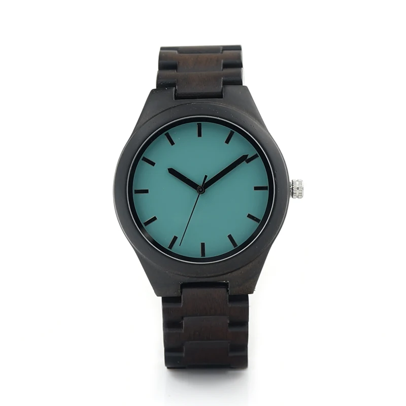 BOBO BIRD V-I21 Mens Ebony Wood Wristwatch Blue Dial Wooden Links Quartz-watch in Gift Box Men Watches 2016