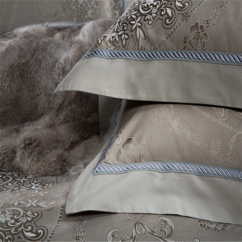 Luxury Embroidery Tencel Satin Silk Bedding Set bedclothes bed linen/set Full/Queen/King Size For Home,free shipping