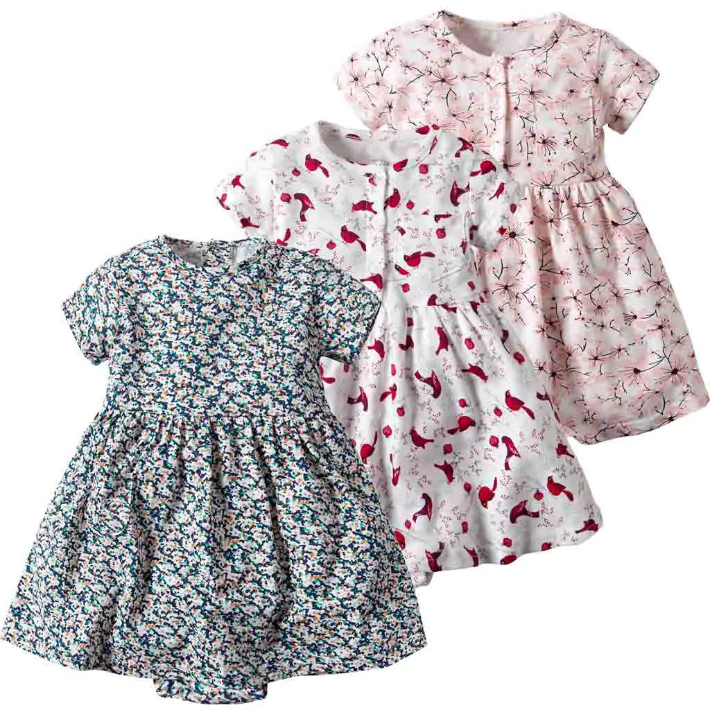 

Casual Toddler Girl Floral Dresses Simple Baby Girl Short Sleeve Princess Romper Dresses Clothes robe de noel bebe fille