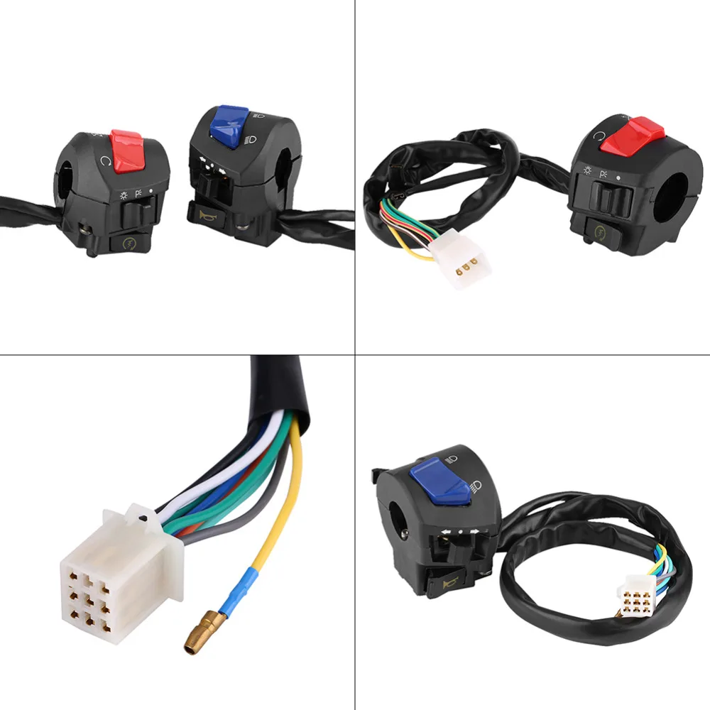 1 пара Универсальный Пластик металлический мотоцикл 7/8 дюйма левый и правый руль крепление переключатель со звуковым сигналом зажигания Управление к атмосферным воздействиям