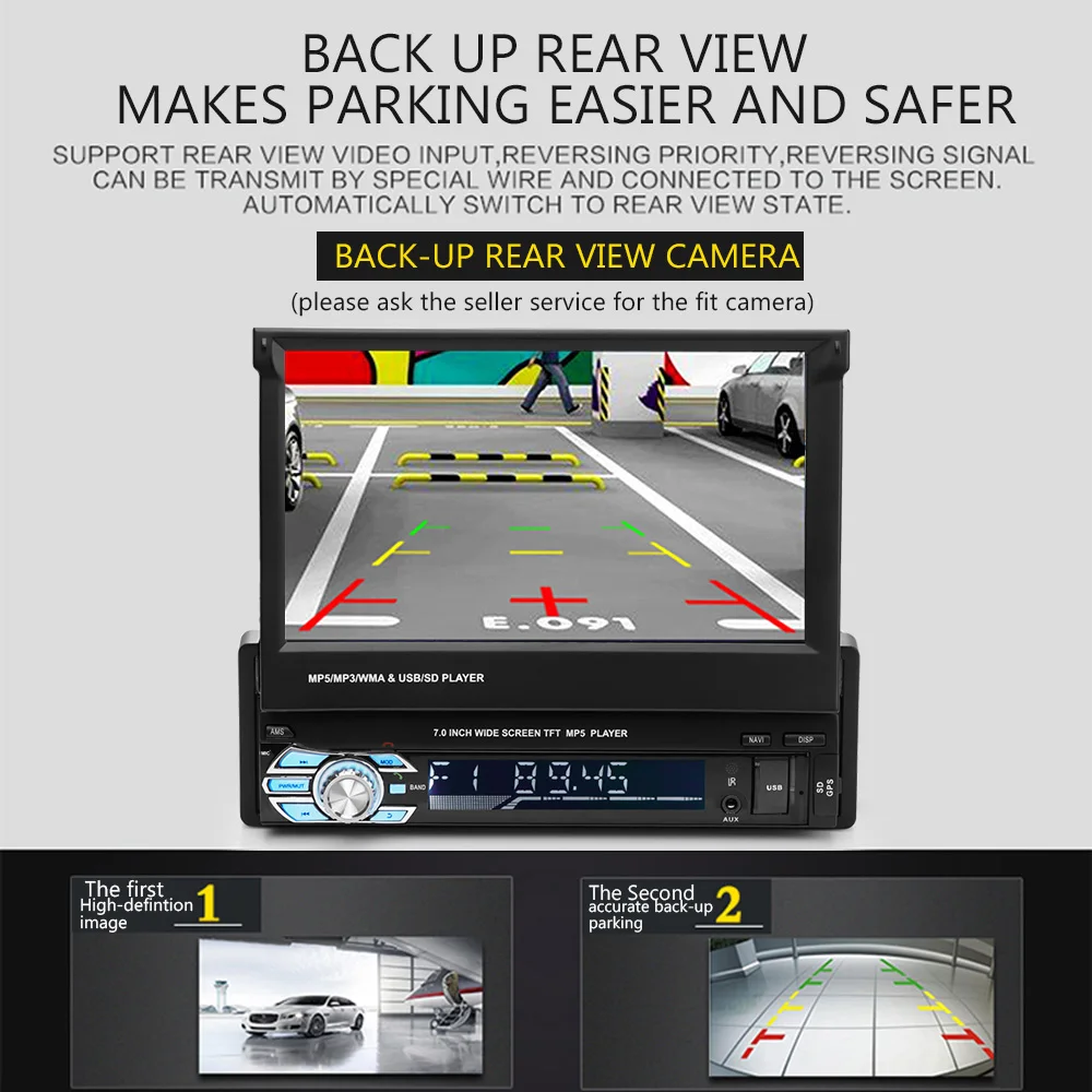 Выдвижной gps Bluetooth Навигатор Автомобильный MP5 плеер сенсорный экран Поддержка Hands-Free вызов задняя камера FM Зарядка телефона