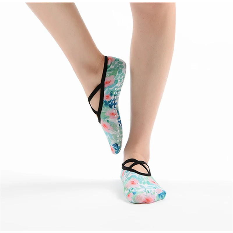 NEW Womens Professional Yoga Socks PVC Anti slip Comfortable low cut Dance Printing Socks Exercise Pilates One Size