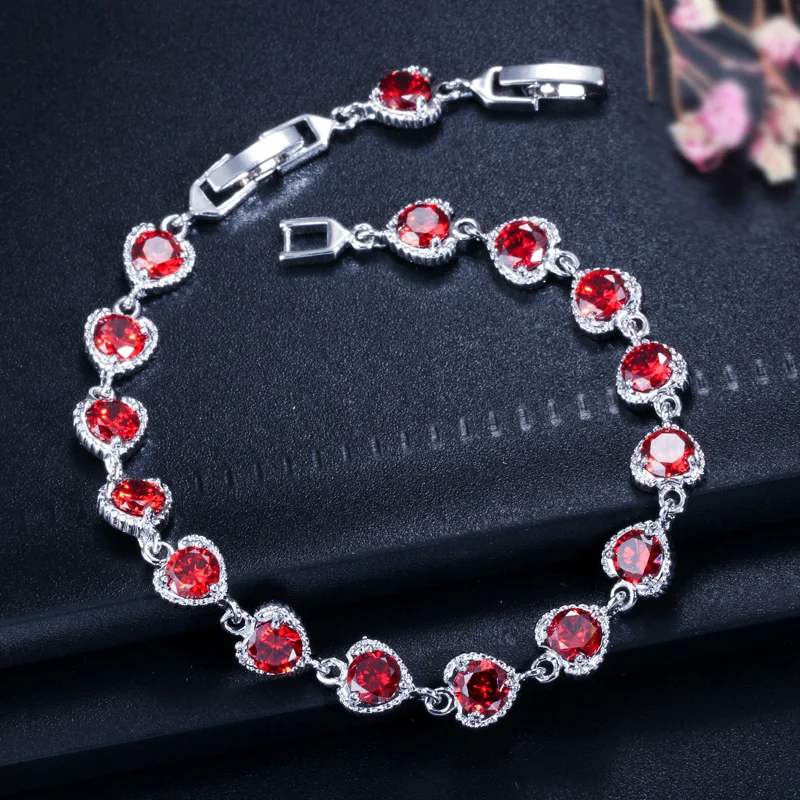 Pera, Модный свадебный браслет, романтическое сердце, соединенный, много цветов, кубический цирконий, большой камень, ювелирное изделие для женщин, B061