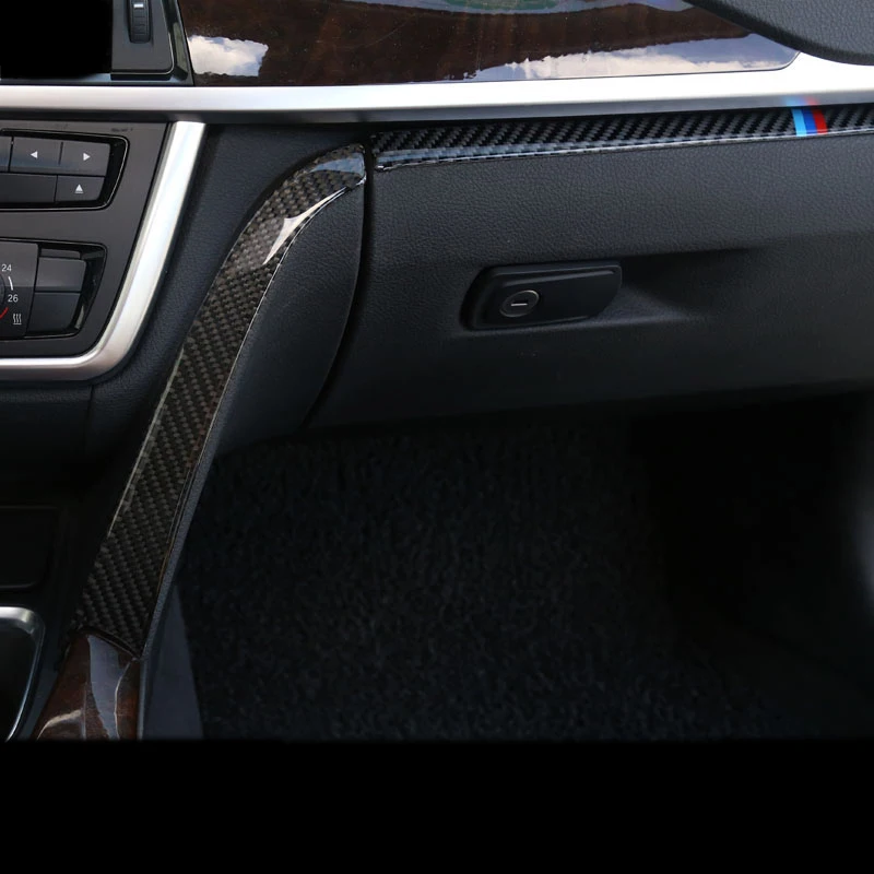 

2pcs Carbon Fiber Inner Glove Box Copilot Toolbox Strip Decorative Cover Trim For BMW 3 4 Series 3GT F30 F31 F32 F34 accessories