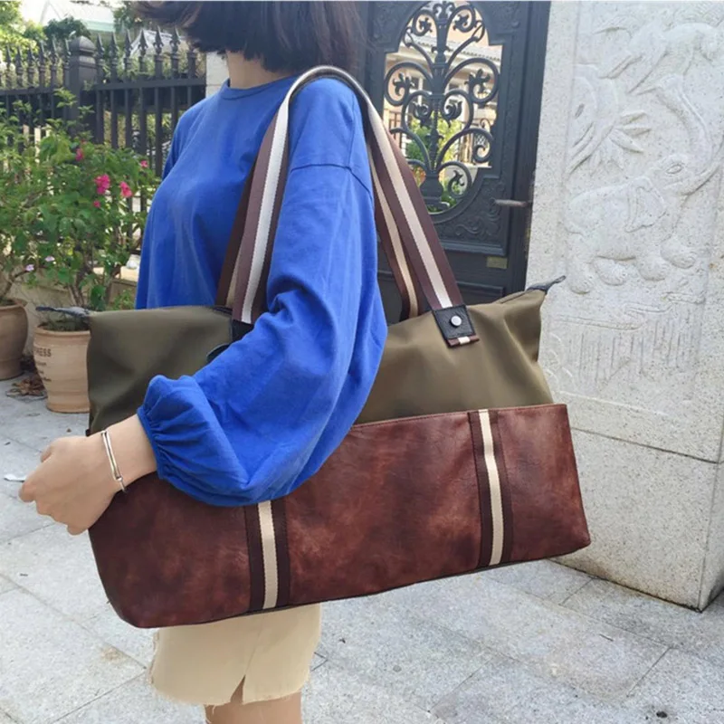 

PU Leather And Nylon Retro Sports For Fitness Yoga Bags Women Travel Sport Handbag Crossbody Waterproof Training Gym Bag XA958WD