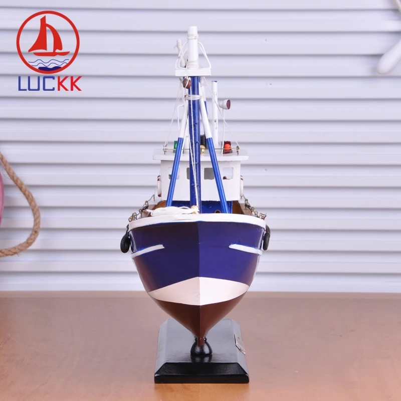 LUCKK 45 см DIY деревянная модель корабля для рыбалки синие украшения дома Морской стиль деревянные, для офиса для ремесел модель парусного спорта подарочные сувениры