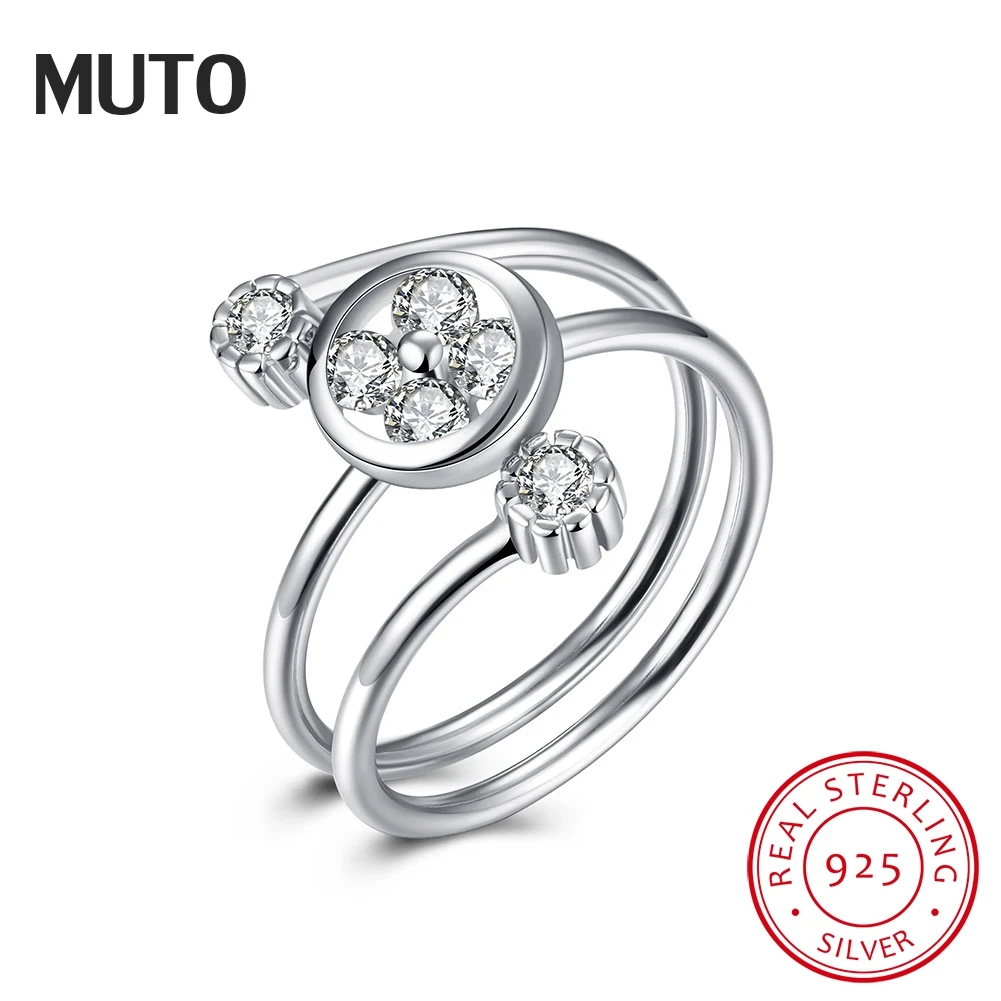 MUTO Fine Jewelry 925 Sterling Silver Opening Adjustable Ring Women