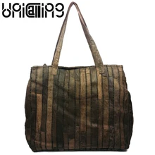 New style European and American Style big Ladies handbags Cowhide splicing Fashion Genuine Leather women bag Retro shoulder bags