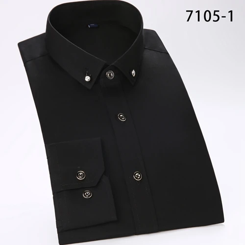 Приталенная Высококачественная Хлопковая мужская одежда, рубашки, мягкая удобная деловая Мужская рубашка с воротником на пуговицах - Цвет: 7105MU1