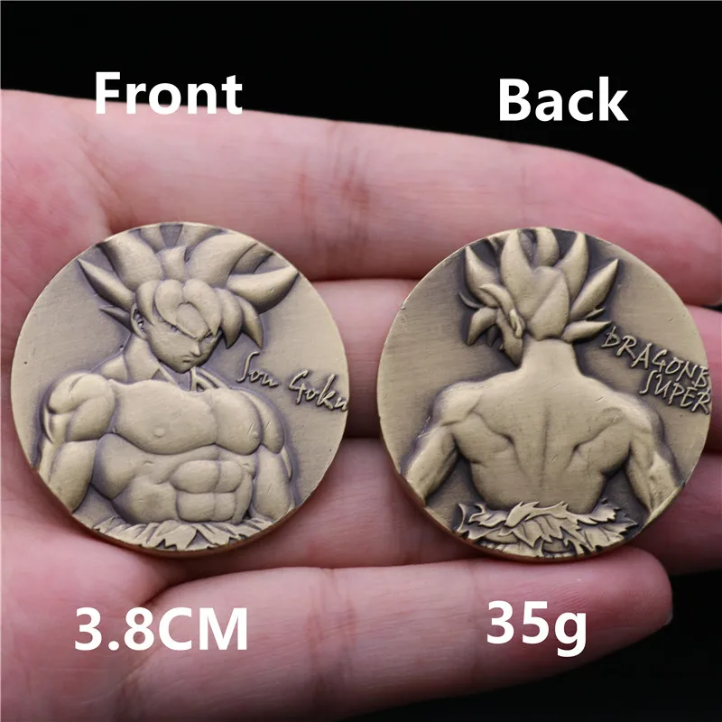 Japan Anime Dragon Ball Super Saiyan Son Goku Collect Coin Commemorative Coins Tossing Cos 3D Badge Christmas Fans Gift Metal