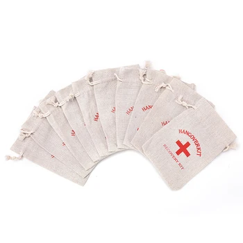 

10pcs Personalized Wedding Hangover Kit Cross Cotton Gift Pouch Pack Of Cotton Linen Packaging Bag 4.2*10cm