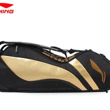 Золотой/черный Подлинная Подкладка бадминтон сумка для ракеток Чэнь длинный 6 Ракетка бадминтон сумка Li-ning ABJJ048 рюкзак L240OLB